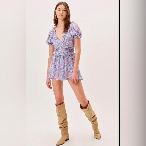 For Love & Lemons Shelly Mini Dress in Purple NWT - Picture 3 of 10